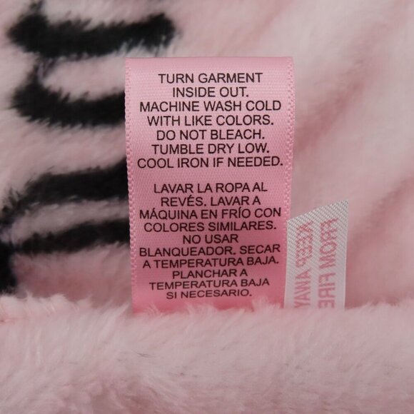 Juicy Couture L/XL Extra Large Pink Black Logo Crown Plush Bathrobe Robe NEW - Picture 9 of 11